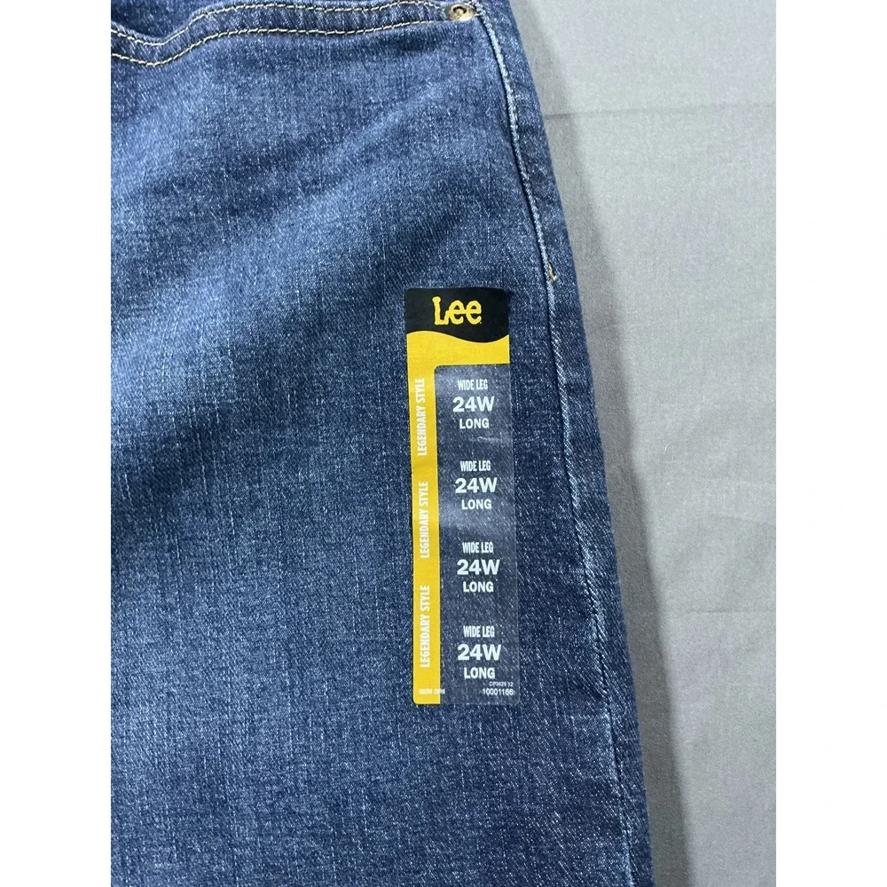 Lee‎ Legendary Plus Wide Leg Trouser Jeans 24W Long Dark Wash High Rise NWT - Picture 10 of 14